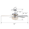 Işıklı 52 İnç 65W Dekoratif Kapalı Kristal Tavan Vantilatörü
